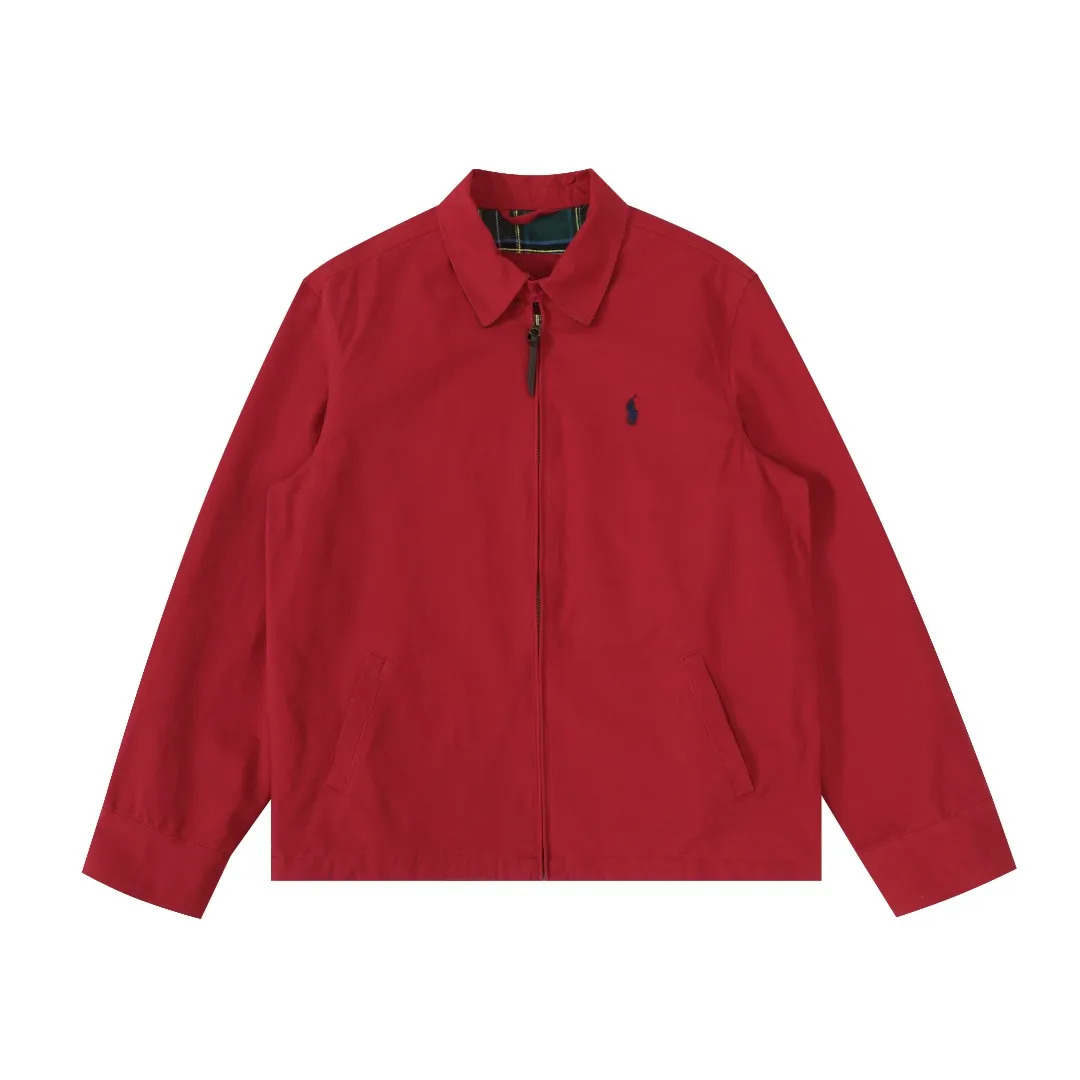 P360 #R43 Ralph Lauren/Ralph Lauren American vintage classic lapel old cadre retro jacket, thickened in autumn and winter, woolen lining, classic design, timeless classic, thick cotton fabric, showing a sense of vintage, collar and cuffs colorful plaid embellishment, looks good on both men and women, comfortable and comfortable, focuses on relaxed retro YYDS, one for each man and woman, an indispensable piece for autumn and winter, the hottest jacket at the moment The 100% cotton twill is thick and thick, and the pure cotton colorful plaid lining is distinguished by digital printing in the market. Exquisite embroidery. The Harrington jacket has a loose fit, is short and fat, and is super versatile. It is clean-fitting and is perfect for men and women!   Color: Khaki Navy Red Black Size: S/M/L/XL Length: 68 70 72 74 Sleeve Length: 63 64 65 66 Shoulder Width: 51 52 53 54 Bust: 126 130 134 138